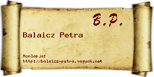 Balaicz Petra névjegykártya